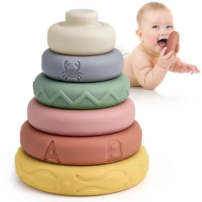 Produktbild von Baby Stapelspielzeug 6-teilig mit Beißringen Motorikspielzeug 6–24 Monate