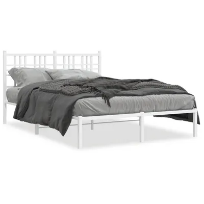 Produktbild von vidaXL Bettgestell mit Kopfteil Metall Weiß 140x190 cm