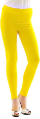 Produktbild von Thermo Leggings leggins Hose lang aus Baumwolle Fleece warm dick weich gelb XXXL