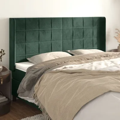 Produktbild von Möbel Kopfteil mit Ohren Dunkelgrün 163x16x118/128 cm Samt - Kopfteile"Design 2024" DE81752506