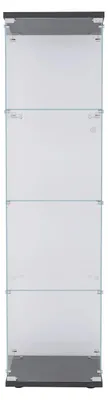 Image de Vitrine en verre - Présentoir - 4 étagères, 1 porte, 42,5 x 36,5 x 164 cm, design moderne, cadre en bois - noir