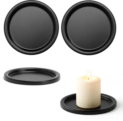 4er-Set Kerzenhalter Metall, schwarz, rund, 10 cm Ø