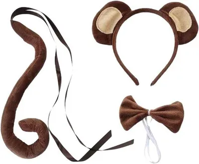 Produktbild von Tierkostüm-Set - 3-teilig - Bär-Taille 50 cm - Schmetterlings-Haube 7x11 cm - Haarbänder 19x15 cm - Weich und bequem - Geeignet für Festkostüme - Tierschmuck