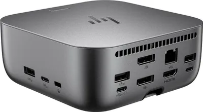 Produktbild von HP Thunderbolt 4 Ultra 180 W G6 Dockingstation, Kabelgebunden, Thunderbolt 4, 180 W, 10,100,1000,2500 Mbit/s, Grau, 8K Ultra HD