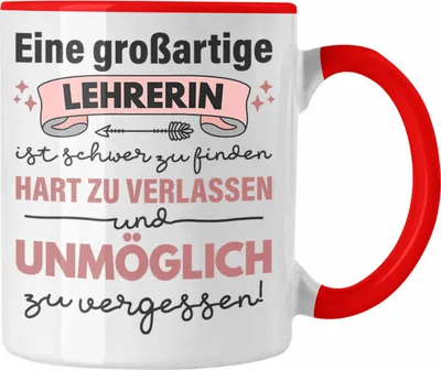 Produktbild von Trendation - Lehrerin Geschenk Tasse Geschenkidee Lustig Danke Sprüche Dankeschön Grundschule (Rot)