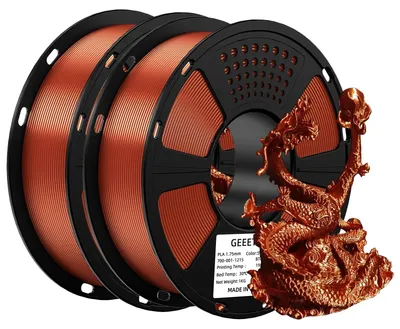 Image de Filament d'impression 3D - Filament PLA - 2 kg - 1,75 mm - Surface brillante - 343 mètres - Pour imprimantes FDM - Cuivre soyeux