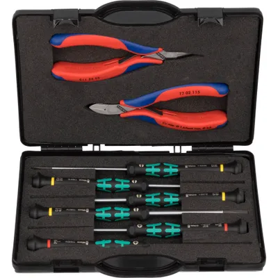 Imagen del producto de Caja Knipex para herramientas de electrónica, en un estuche de almacenamiento
