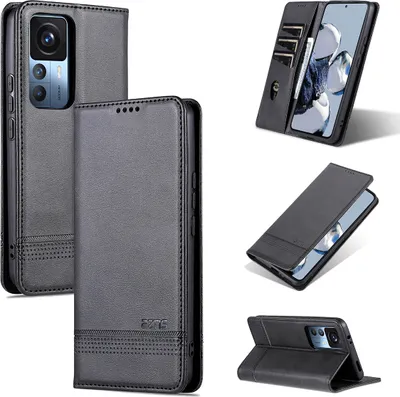 Image de Xiaomi 12T Pro Housse en cuir, Housse à rabat Portefeuille Fermeture magnétique Support de protection pour Xiaomi 12T / 12T Pro / Redmi K50 Ultra Noir