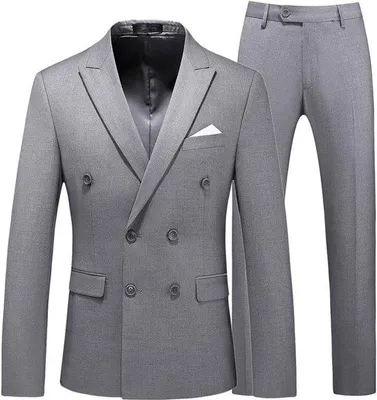 Productafbeelding van Heren pak dubbele rij knopen - Slim fit - Schouderklappen - Perfect voor formele gelegenheden - ShopVlot