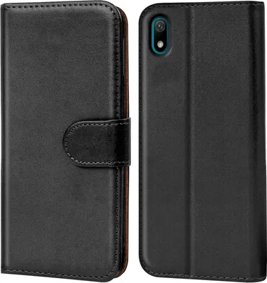Produktbild von Conie Klapp Tasche für Huawei Y5 2019 Kartenfach Rundumschutz Hülle in Schwarz