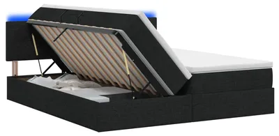 Produktbild von vidaXL LED-Speicherbett mit Matratze Schwarz 180 x 200 cm Stoff