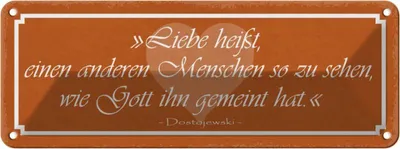 Produktbild von vianmo Blechschild 10x27 cm Liebe heißt anderen Menschen so Spruch Zitat