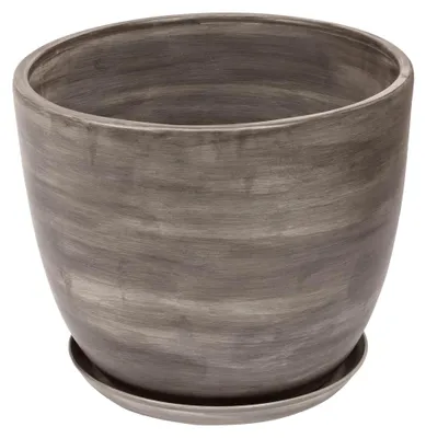 Produktbild von Keramik Blumentopf mit Untersetzer D 305 mm grau