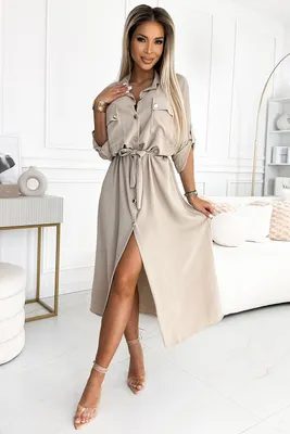 Produktbild von Numoco Hemdblusenkleid für Damen Odwuore beige One size