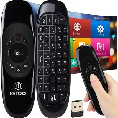 Produktbild von Air Mouse Remote mit Tastatur Infrarot Fernbedienung Wireless für Smart TV Android TV Windows Computer Tragbare Kabellose Maus Controller Retoo