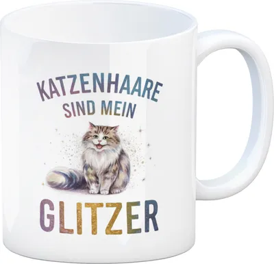 Produktbild von Katzenhaare sind Glitzer Kaffeebecher Fröhliche Flauschkatze