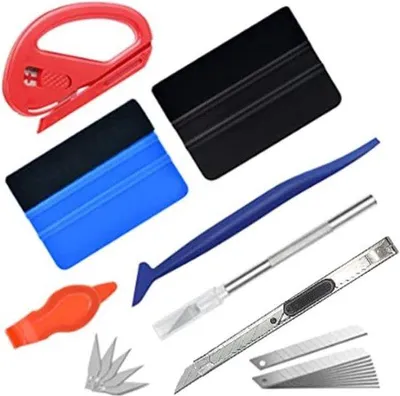 Image de Kit professionnel d'application de vinyle, spatule pour film pour vitres, cutter pour voiture et smartphone