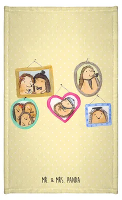 Produktbild von Mr. & Mrs. Panda Handtuch Igel Familie - Gelb Pastell - Geschenk, Muttertag, Gästehandtuch 30x50, Bilder, Gästetuch, Gäste-WC, Mama, Klein, Kleines