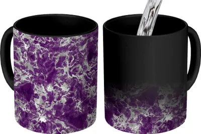 Produktbild von MuchoWow® Zauber Tasse Zaubertasse Magic Marmor - Lila - Silber - Muster 350 ml Farbwechsel Becher Geschenk Geschenkidee - Magic-Tasse - Fototasse - Keramiktassen - Bilder - Tasse Kaffee - Getränkbech