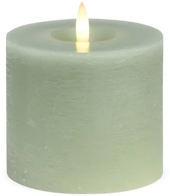 Produktbild von LED Stumpen-Kerzen 2er Set Echtwachs-Kerzen flackernd 10x9 cm salbei