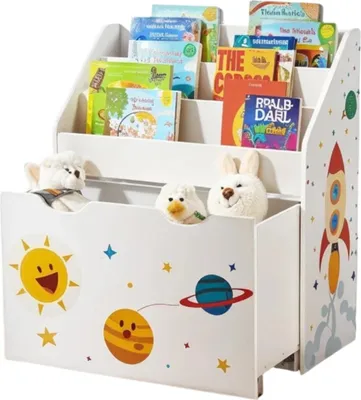 Produktbild von 3-stöckiges Bücherregal mit Kippschutz – MDF und Spanplatte – 62,5 x 29,5 x 70 cm