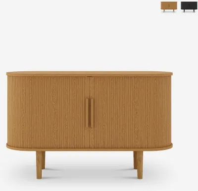 Produktbild von Anrichte vintage mit 2 Holzschiebetüren 120cm für Wohnzimmer Ambis - Natur