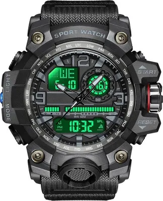 Productafbeelding van 50 m Waterdichte Digitale Sporthorloge voor Mannen met LED Licht, Alarm, Hardloop Kalender, Zwart, Perfect voor Sport en Dagelijks Gebru