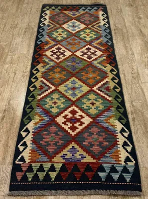 Produktbild von Teppich KELIM ORIGINAL | Farbe: Multi; Größe: 65x197 cm | strapazierfähig und leicht zu reinigen | Wohnzimmer | Schlafzimmer