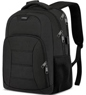 Produktbild von Rucksack Herren mit Laptopfach 15,6 Zoll, wasserdicht, USB, Schwarz