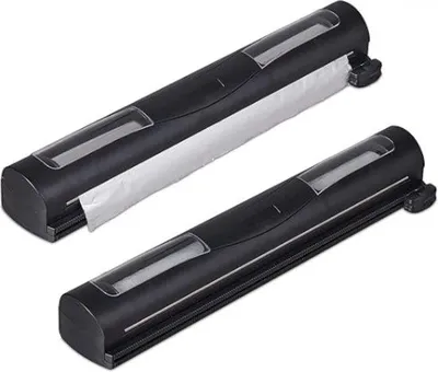 Produktbild von Famanu Folienabschneider - Wandhalterung - Aluminium- und Frischhaltefolien-Dispenser - 2 Stück - 5 x 37 x 8 cm - Schwarz