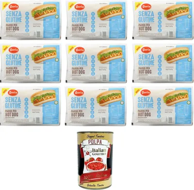 Produktbild von Doria Panini per Hot Dog senza glutine Glutenfreies Hot Dog Panini 9x 150gr+ Italian Gourmet polpa 400g
