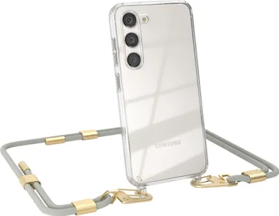 Produktbild von EAZY CASE Handykette für Samsung Galaxy S23, Transparente Silikonhülle mit Band, Clear Case, abnehmbar in  Beige