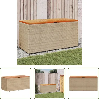 Obrázok produktu pre The Living Store Záhradná truhlica béžová 110x50x54 cm Poly ratan Akáciové drevo