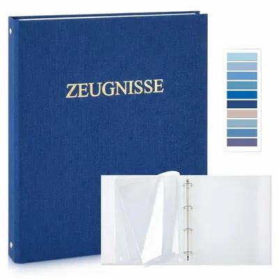 Productafbeelding van Certificaathouder A4, uitbreidbaar, met 20 insteekhoesjes, linnenlook, goudfoliebedrukking