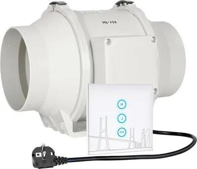 Immagine prodotto di Ventilatore senza fili modello 125 cm (5 pollici) con regolatore di velocità - Per bagno, ufficio, hotel, idroponica - Diametro 125 mm