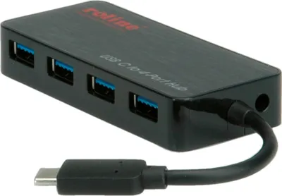 Produktbild von ROLINE USB 3.2 Gen 1 Hub, 4fach, Typ C Anschlusskabel