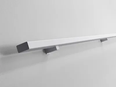 Produktbild von Sellon24® Wandhandlauf Handlauf Stahl RAL Treppen Pulverbeschichtet Weiß eckig Halterung Wand matt Geländer - SLIM / 100 cm / RAL9016