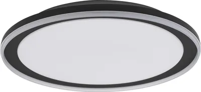 Produktbild von OSRAM ORBIS Pederson LED-Deckenleuchte mit Plastikring, schwarz, 36W, 2500lm, 3000K, 830 freundliches Warmweiß, 550mm Durchmesser, IP20 Schutz, Montageschrauben und Dübel inklusive