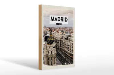 Produktbild von Holzschild Reise 20x30cm Madrid Spanien Reiseziel Architektur