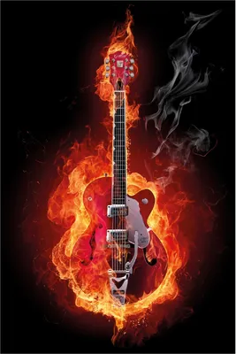Produktbild von Wallario selbstklebendes Poster - Brennende Gitarre, Größe: 100 x 150 cm
