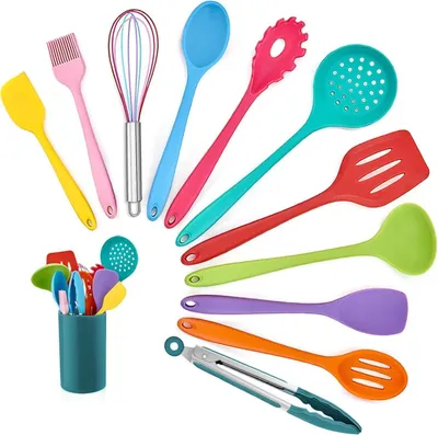 Produktbild von Homikit Silikon Küchenhelfer Set 12-teilig Utensilienhalter Antihaft Hitzebeständig