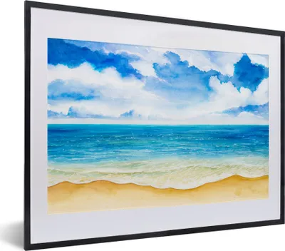 Produktbild von MuchoWow® MuchoWow® Gerahmtes Poster Strand - Meer - Himmel 40x30 cm - Poster mit zchwarzem Bilderrahmen - Bilderrahmen - Poster im Rahmen