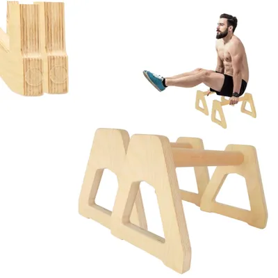 Immagine prodotto di Maniglie per flessioni CAWI - Maniglie ergonomiche in legno per calisthenics, allenamento della forza e yoga, stabili e antiscivolo - set da 2