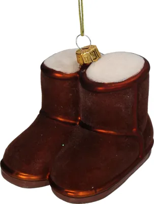 Immagine prodotto di Decorazione per l'albero di Natale in vetro, 8 cm, figurina di stivale invernale, marrone