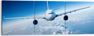 Produktbild von Bild auf Leinwand - Leinwandbild - Flugzeug himmel wolken flug - 150x50cm - Wand Bild - Wanddeko - Leinwanddruck - Bilder - Kunstdruck - Wanddekoration - Leinwand bilder - Wandkunst - CA150x50-2723