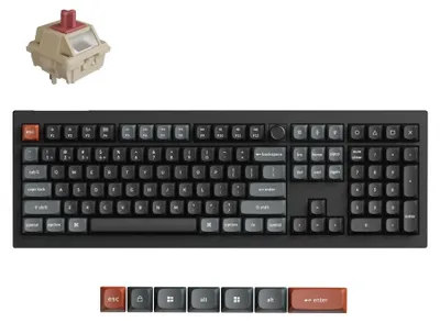 Image de Keychron V6 Ultra 8K, filaire et sans fil, Bluetooth, touches mécaniques, clavier QWERTY, LED RGB, noir