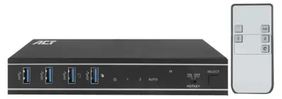 Produktbild von ACT 2-Port HDMI 4K@60Hz KVM-Umschalter, USB 3.2 Gen1 (USB 3.0), 3840 x 2160 Pixel, 4K Ultra HD, Schwarz