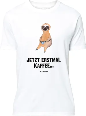 Produktbild von Mr. & Mrs. Panda Tshirt Faultier Kaffee - Weiß - Geschenk, Oversize T-Shirt, Shirt, XXL, Coffee, Genießer, mit Spruch