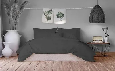 Immagine prodotto di Set di biancheria da letto morbida, 155x220 cm, antracite, cotone