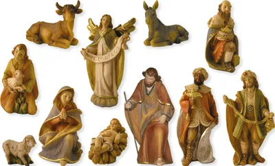 Produktbild von Krippenfiguren Set 11-teilig handbemalt Polyresin für 15 cm Figuren